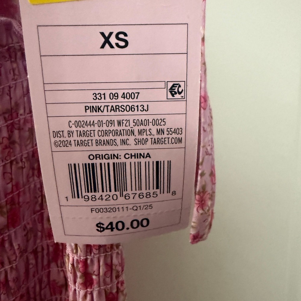 Women's Smocked Maxi a-Line Dress - Wild Fable™ Pink Floral XS - Picture 4 of 4